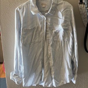 White and blue Chambray Top